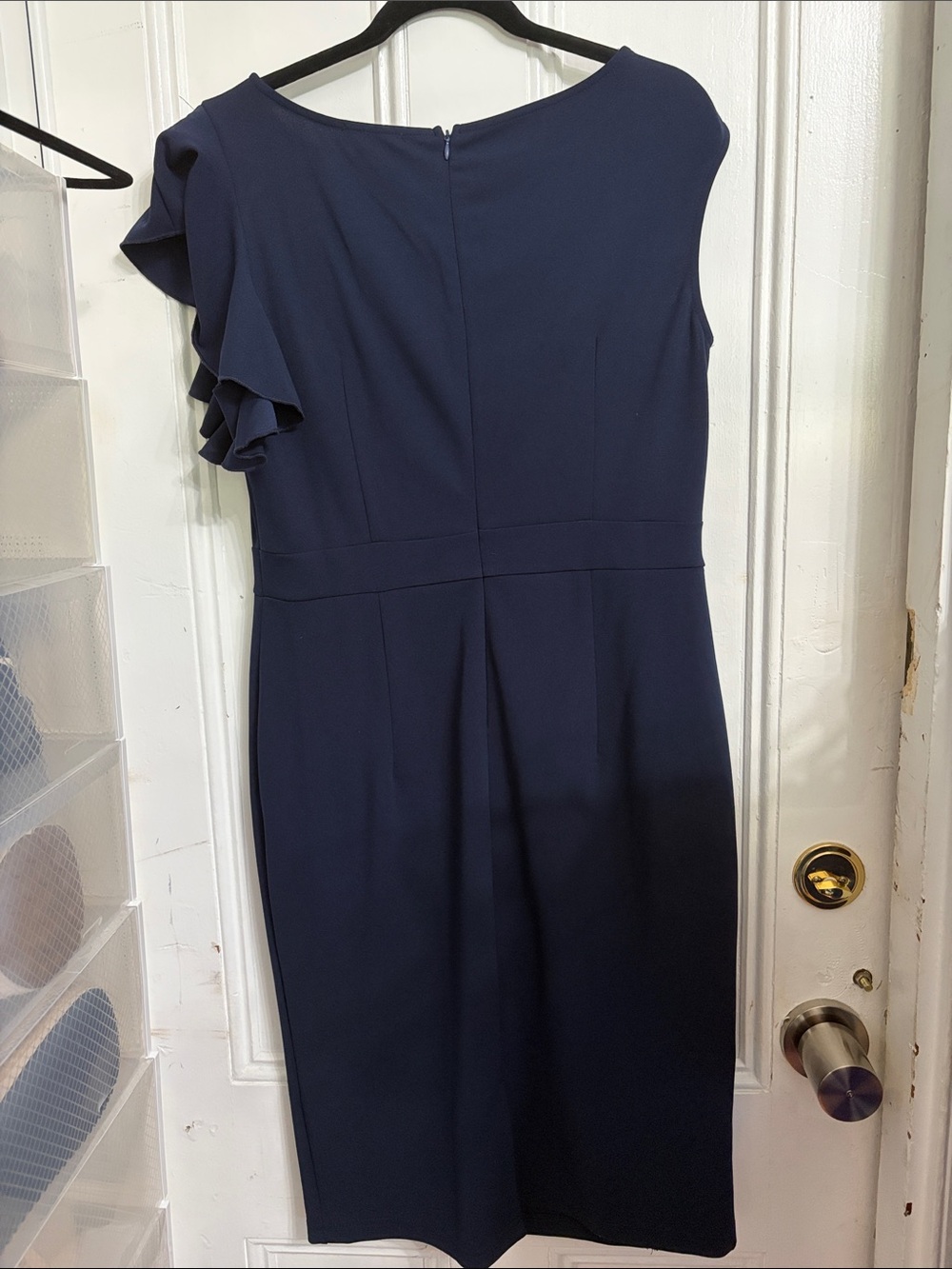 Miusol Navy One-Shoulder Ruffle Sheath Dress - Picture 3 of 3